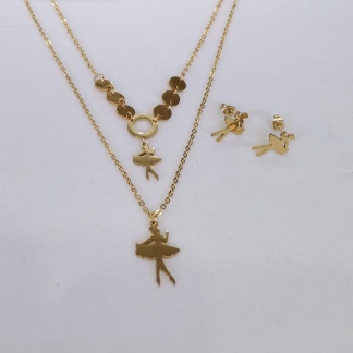 Conjunto Aro y Cadena Con Diseño de Bailarinas