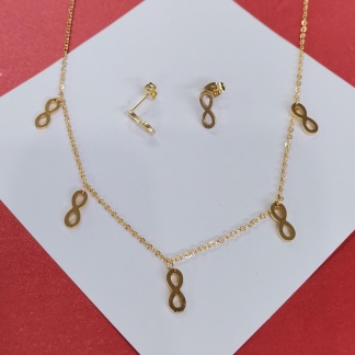 Conjunto Aro y Cadena Con Signos Infinito de Colgantes