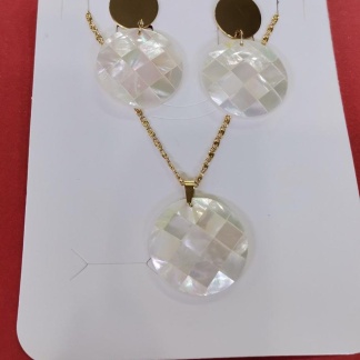 Conjunto Aro y Cadena con Piedra Circular Blanca