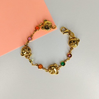 Pulsera Con Diseño de Osos y Piedras de Colores
